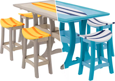 Finch Wave Surfboard Counter dining table and 6 stools